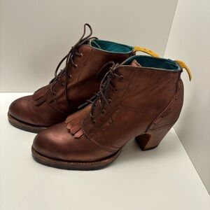 PS Kaufman handmade leather boots with Firestone outsoles, copper-pink metallic